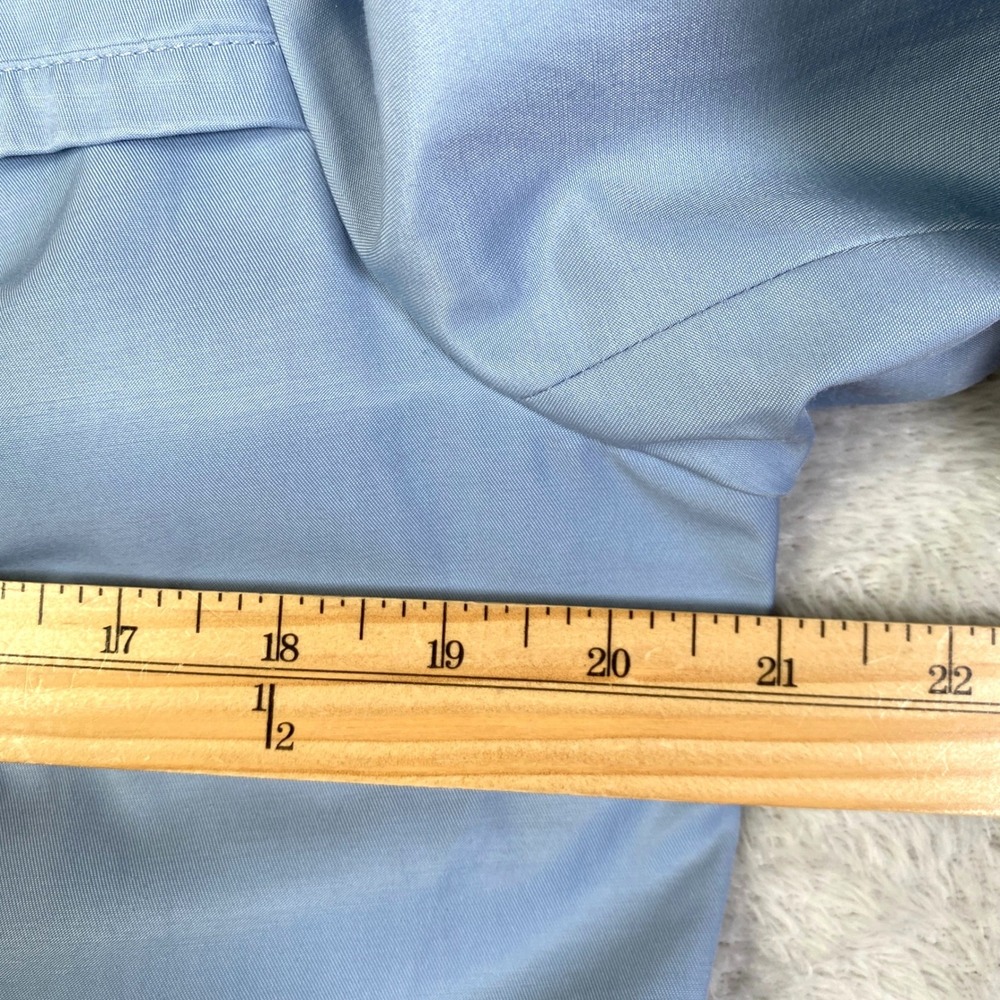 Calvin Klein Belted Double Breasted Trench Coat Women L Blue Chic Career Office - Picture 5 of 12